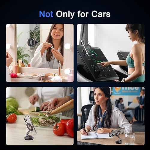 Miniatura 6 de Soporte magnético para teléfono con succión al vacío para navegación en el tablero del automóvil, soporte de teléfono con ventosa ajustable 360