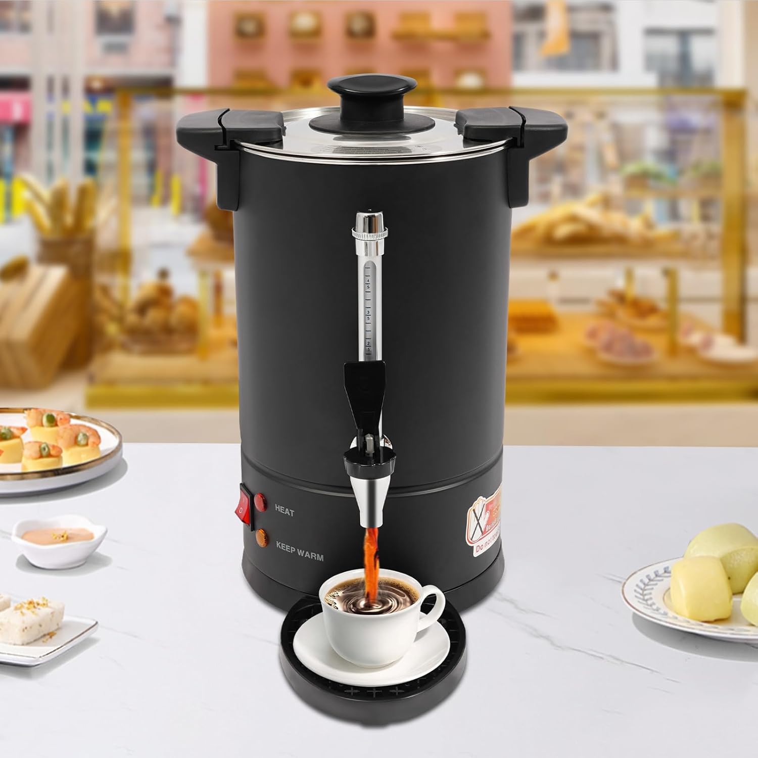 65 Cup Stainless Steel Coffee Urn, 8L/2.11gal Commercial Grade Stainless Steel Coffee Pot Hot Water Urn for Home, Party, Office, Weddin Perculators Classic Kitchen Hot Water Dispenser