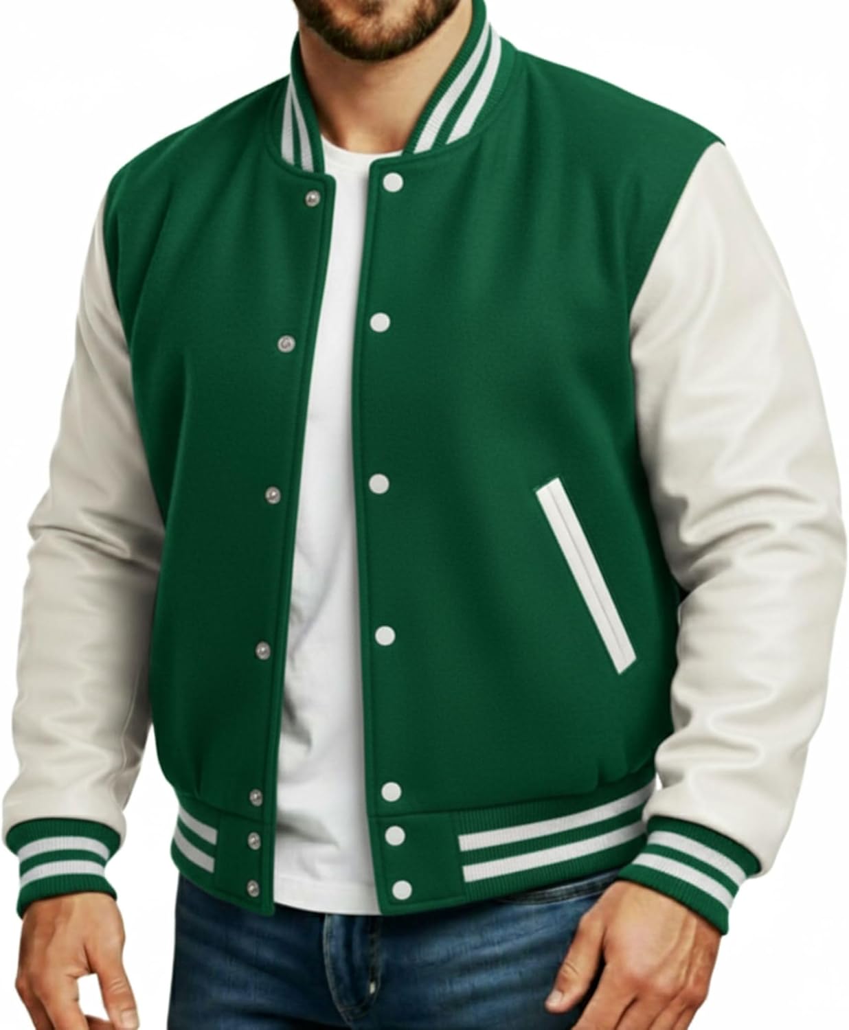 Premium Letterman Jacket Men - Wool Blend Leather Sleeves High School Varsity Jackets For Men