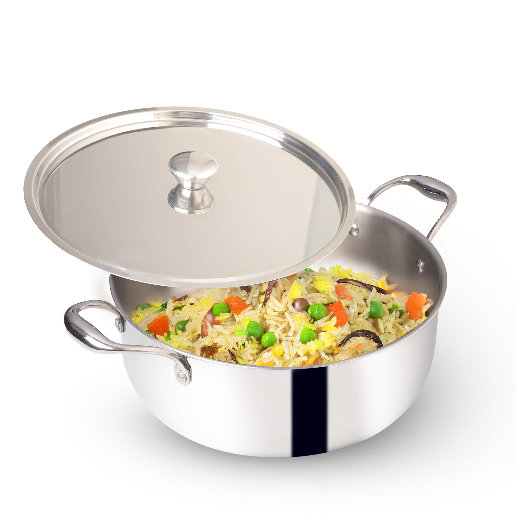The Indus Valley Triply Stainless Steel Stock Pot with SS Lid/Briyani Pot | 24cm/ 9.44 inch, 4Ltr, 1.2kg | Induction Friendly | 100% Toxin-Free, 4 liter-picture-21