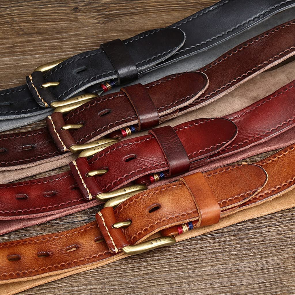 38 mm breiter Gürtel für Herren, 100% echtes Leder, wendbar, Einzelzinken-Schnalle, verstellbare Länge, Gürtel für Jeans