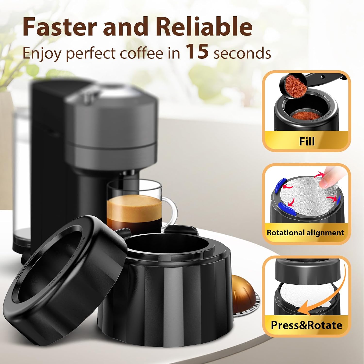 Reusable Vertuo Pod Refill Kit, 110 Aluminum Foil Lids for Nespresso image 2