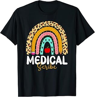 Medical Scribe Leopard Rainbow Healthcare Doctor Work T-Shirt