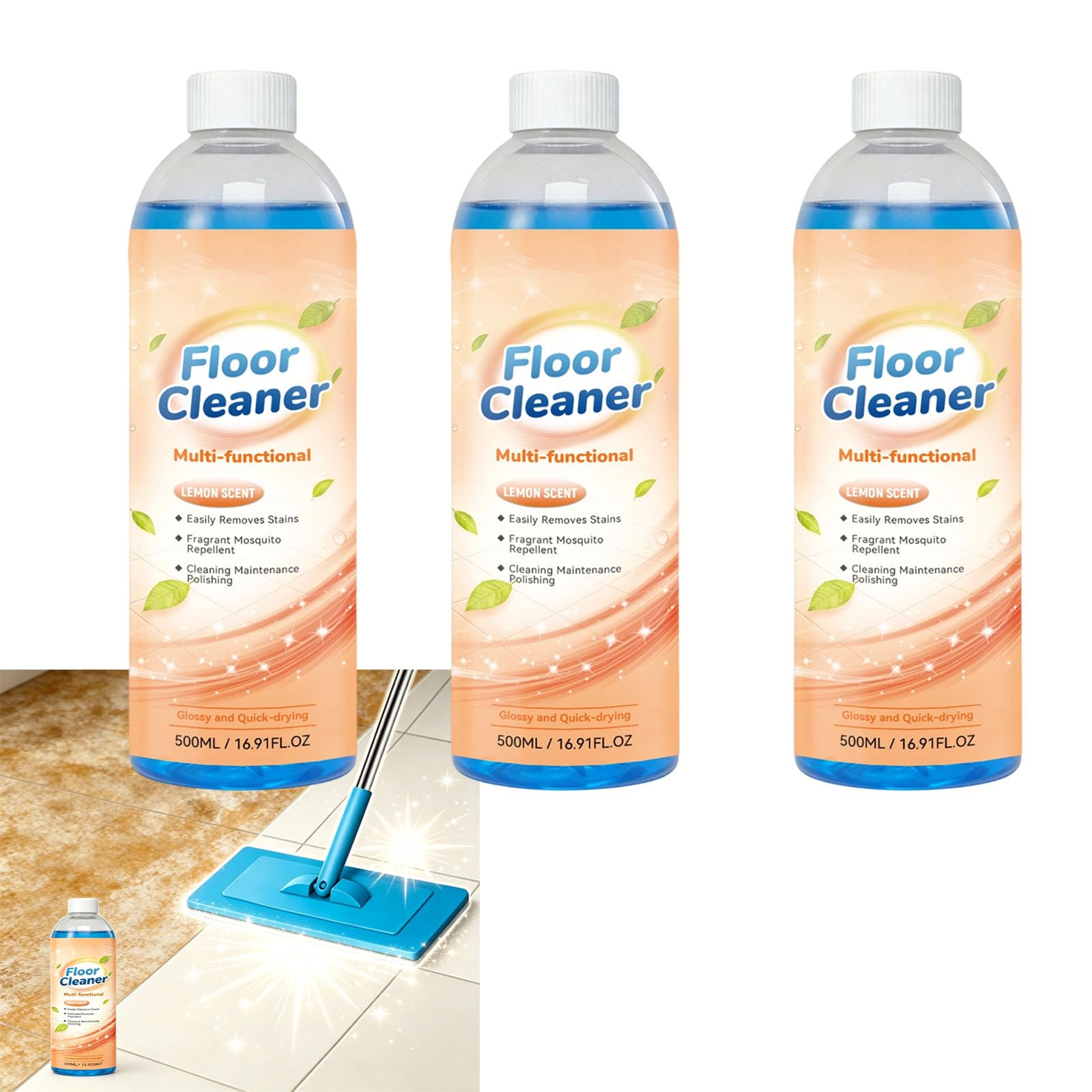 Allzweck-Bodenreiniger, Quick Shine Bodenreiniger, Haushalts-Bodenreinig/er - Oberflächenreinigungsflüssigkeit Für Böden & Lemon Floor Fresh Cleaner Zum Entfernen Von Schmutz Und Zum Glänzen (3Pcs)