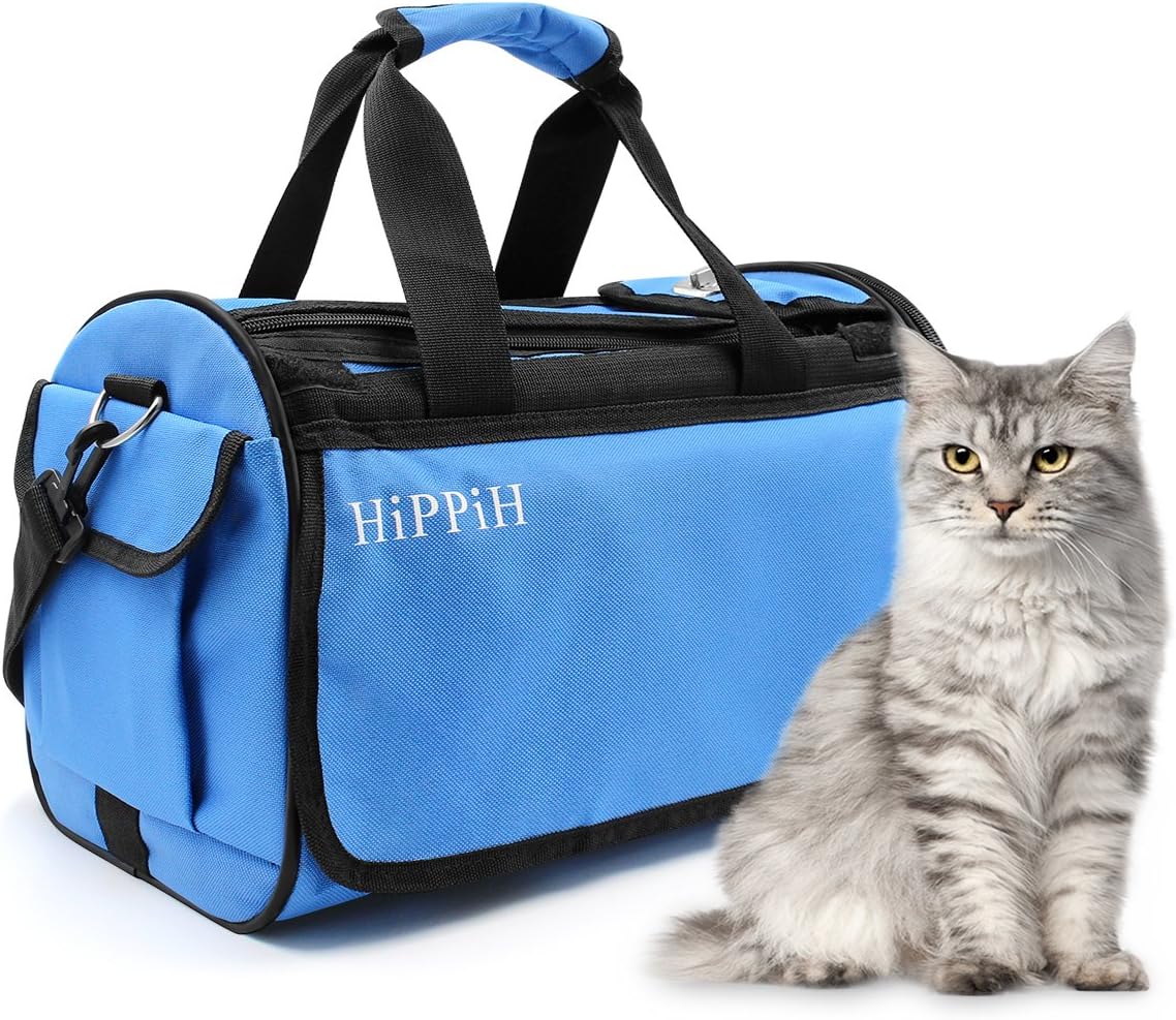 HIPPIH Premium Pet Travel Carrier for Dogs and Cats Comfort Airline Approved Tote Soft Sided Travel Bag