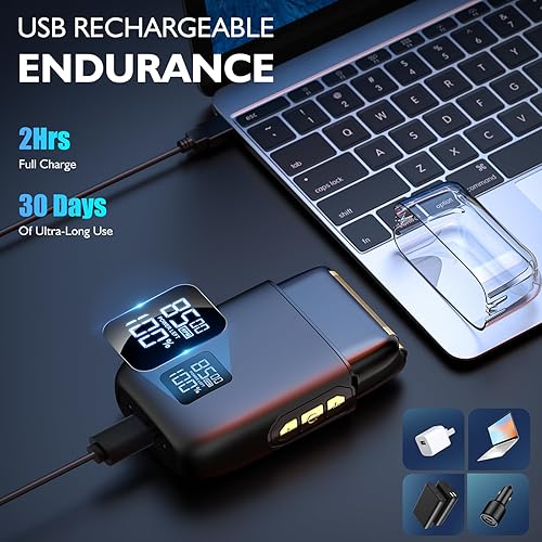 Miniatura 4 de Afeitadoras eléctricas de aluminio para hombres afeitadoras eléctricas de afeitado cerrado con 3 cuchillas flotantes, IPX7 impermeable para cara