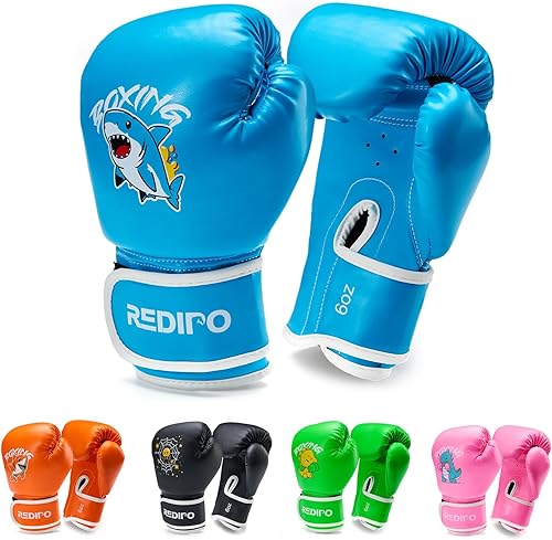 Guantes de boxeo para niños, guantes de entrenamiento de boxeo juvenil para niños y niñas de 3 a 9 años, guantes de lucha de 4 y 6 onzas, saco de