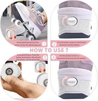 Roller Skates Shoes with Wheels for Girls Trainers with Wheels Boys Roller Shoes for Folding LED Roller Skates for Kids Shoes Roller Women
