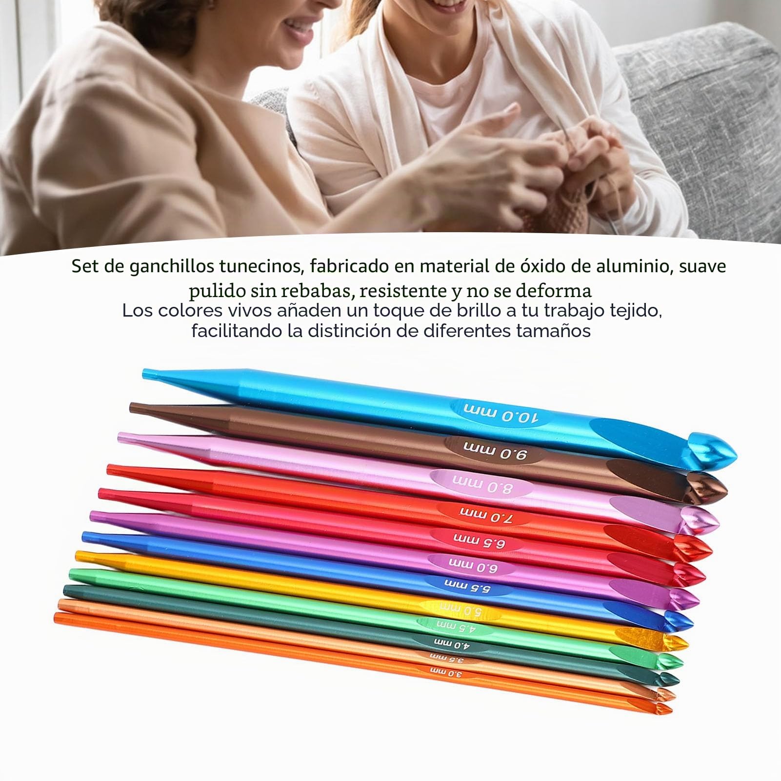 Juego de Agujas de Ganchillo Tunecino, Juego de Agujas de Ganchillo Intercambiables de Aluminio con Cable y Bolsa de Almacenamiento, Agujas de Tejer de 3-10Mm de Largo para Amantes