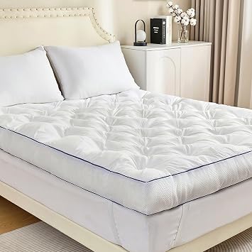 SHOUREN 5 Inch Extra Thick Supportive Memory Foam Mattress Topper Queen Size 60"x80", Breathable & Fluffy Soft Pillow Top Mattress Pad
