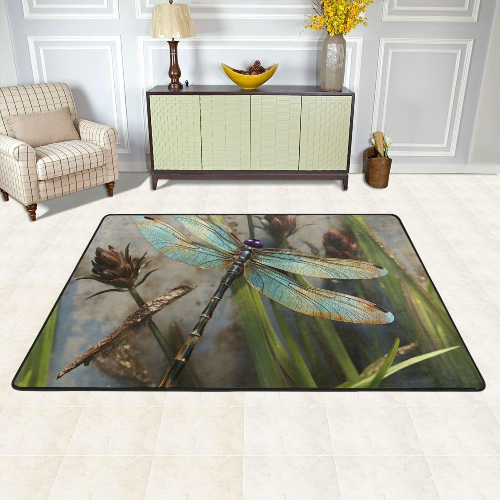 Tapis absorbant antidérapant libellule pour sécuriser et sécher les sols de la maison