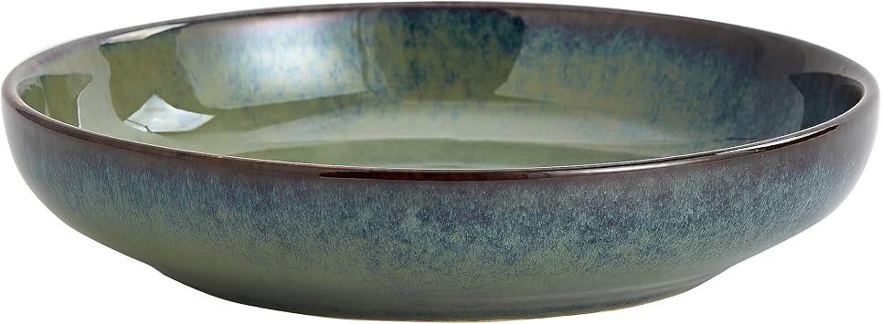 Transmutation Glaze Serving Pasta Bowl 25.5 cm Ceramic Wide Salad Bowls 50 Ounce Large Fruit Bowl for Kitchen Microwave Dishwasher Safe (Light Green)