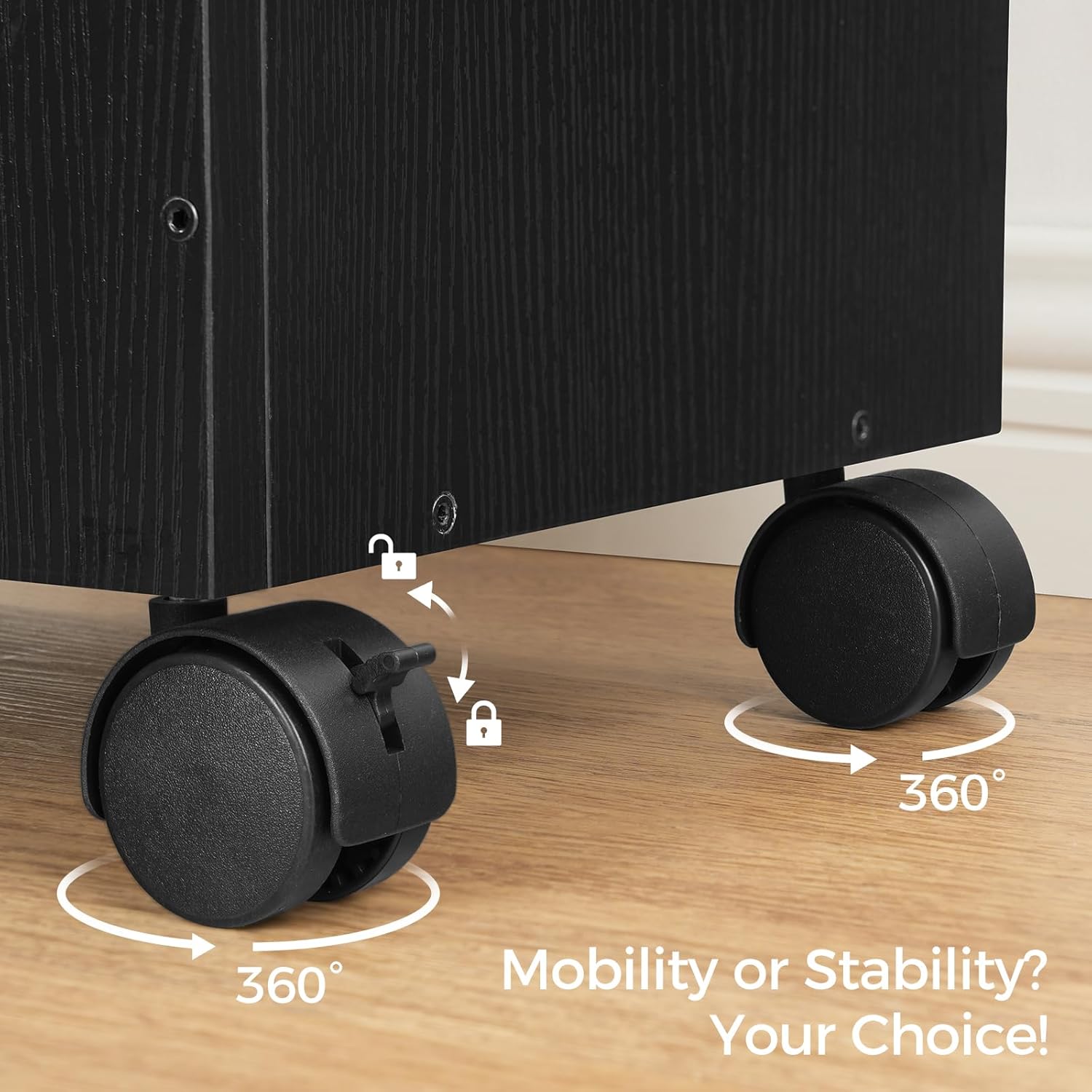 Rolling Filing Cabinet, Small File Cabinet Under Desk with Single Drawer, Hanging File Organizer for A4/Letter-Size Documents, Organizer Box, for Home Office, Black FCBK4001 - Image 5