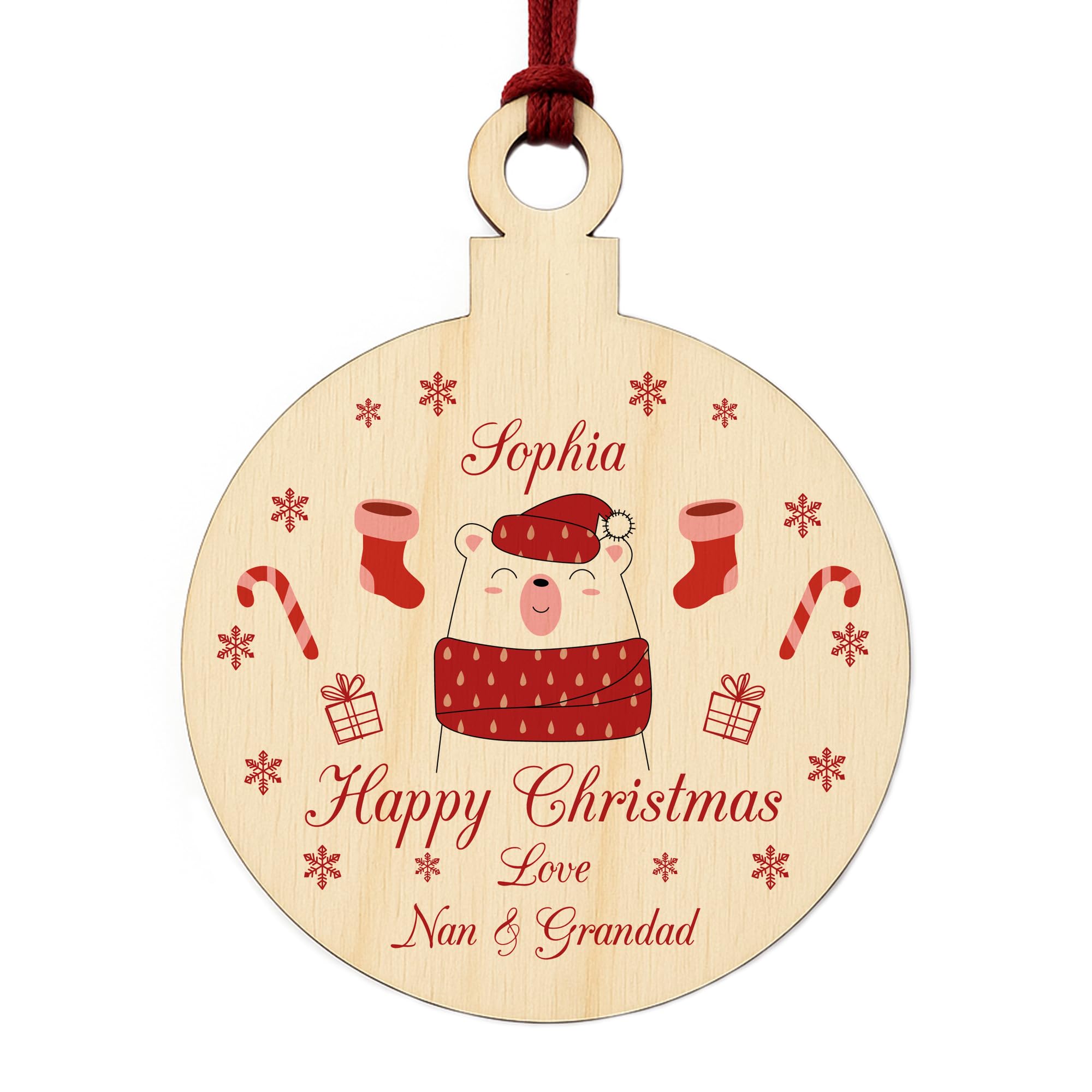 Babys 1st Christmas PERSONALISED Wood Bauble Tree Decor Daughter Gift