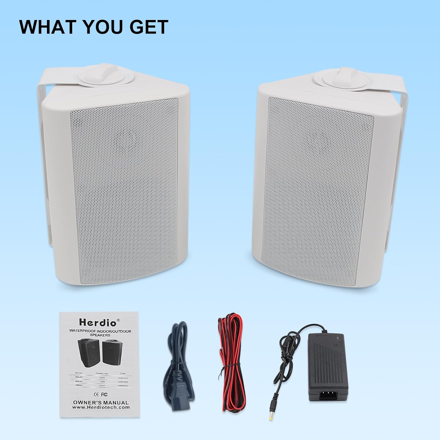 Herdio 5.25 Inch 300 Watts Indoor Outdoor Bluetooth Speakers Waterproof Wall Mount Speakers Wired System All Weather Resistant for Patio Porch Home Theater Backyard(White) - Image 8