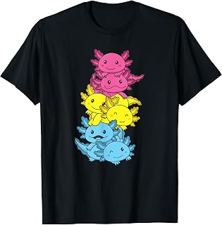 Pansexual Flag Pan Pride LGBTQ Axolotl T-Shirt Black
