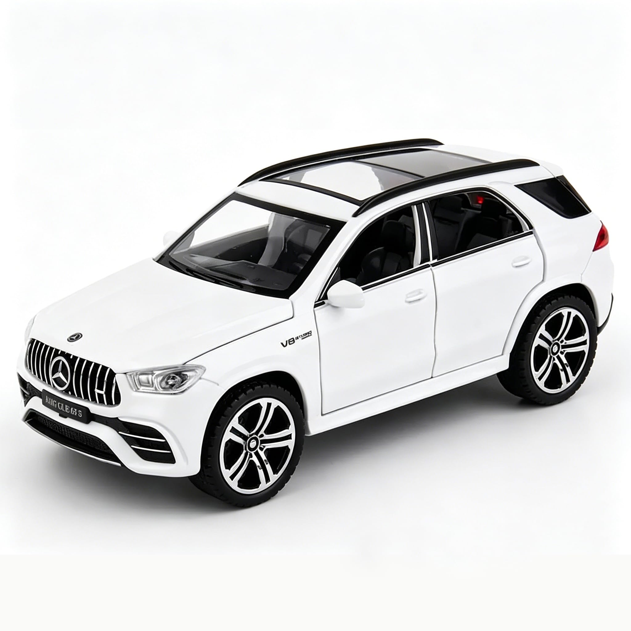 TGRCM-CZ Scala 1:32 compatibile con Benz AMG GLE 63S SUV giocattolo auto, in lega pressofusa, modello di auto con luci e suoni, per bambini, ragazzi e ragazze, regalo (bianco)