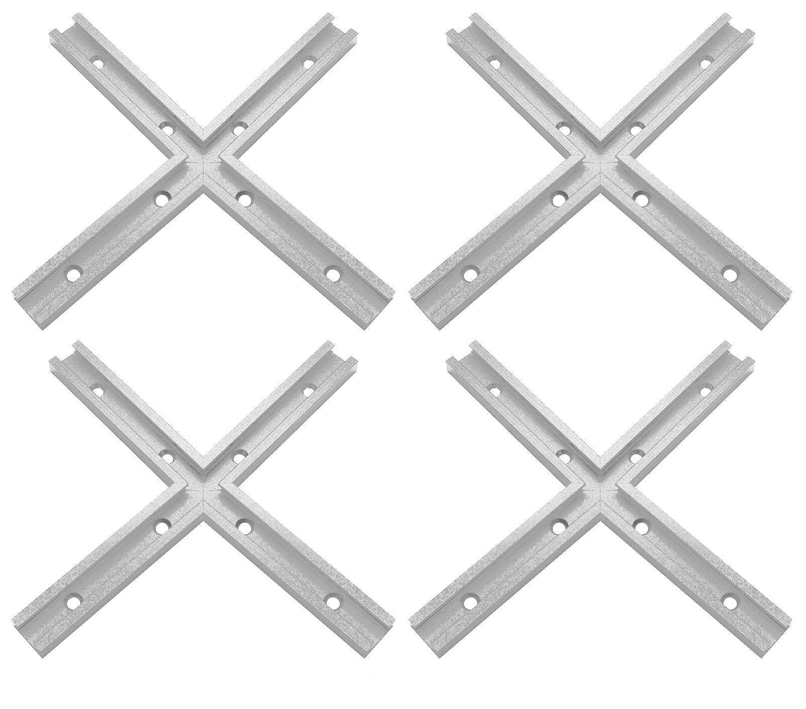 Seekliny 4Set T-Track Intersection kit Silver for Woodworking, Universal Aluminum T Tracks Tool Accessories