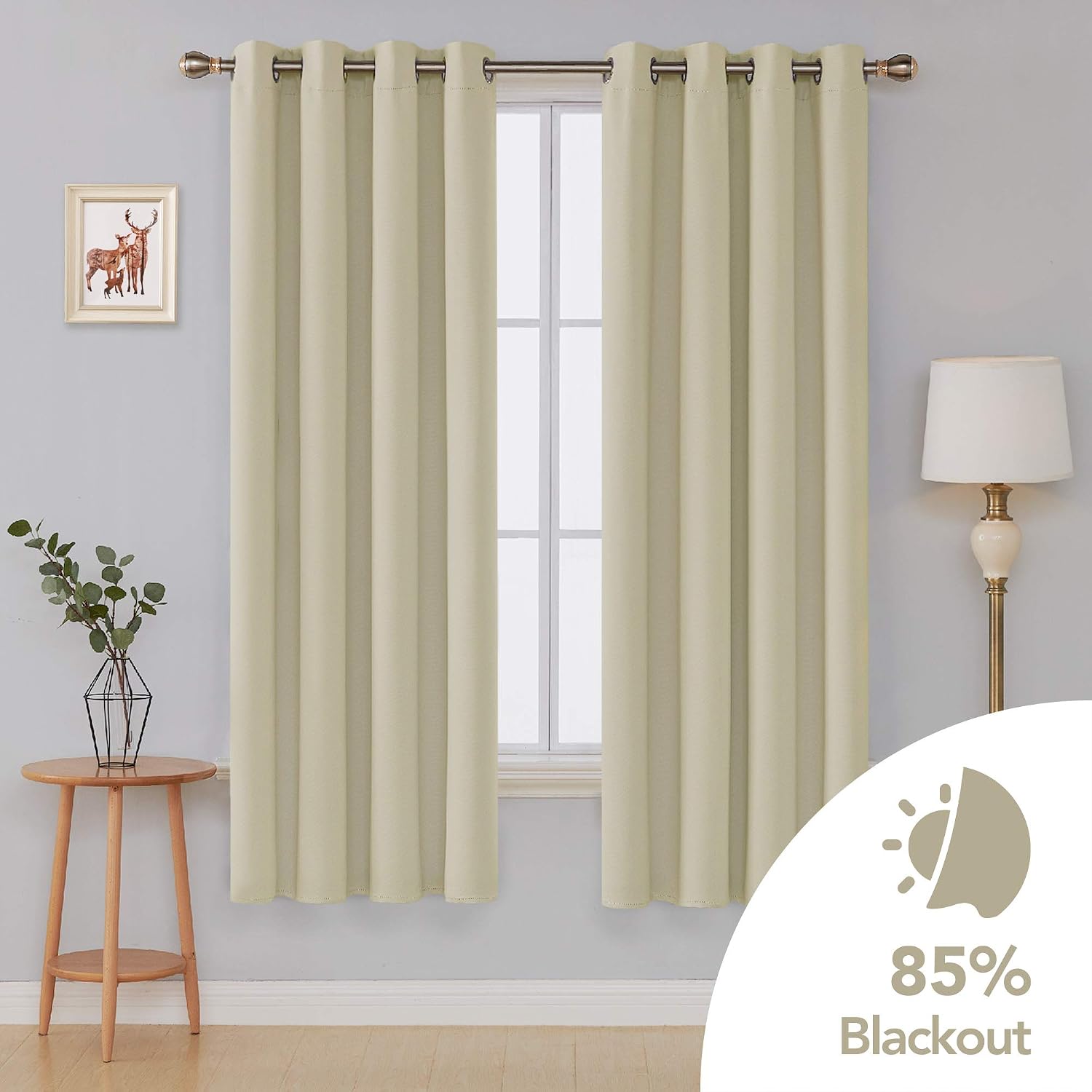 Deconovo Super Soft Window Treatments Thermal Insulated Room Darkening Curtains Eyelet Curtains for Nursery Beige 42 x 72 Inch 2 Panels - Image 3