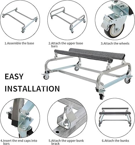 Miniatura 5 de HECASA Carro de remolque de almacenamiento para embarcaciones acuáticas personales, carrito de vehículo para Sea-Doo, Yamaha Kawasaki, literas