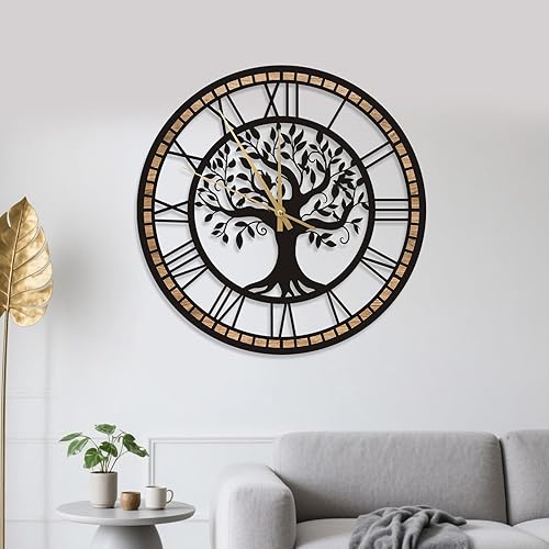Miniatura 1 de Relojes de pared para decoración de sala de estar, reloj de pared grande del árbol de la vida, silencioso y sin tictac, adecuado para decoración de