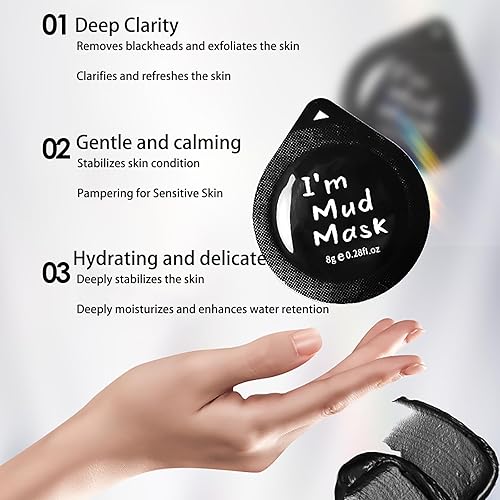 Miniatura 6 de EnMart Mascarillas de arcilla del mar muerto, limpiador mineral de poros de mar profundo, removedor de puntos negros, máscaras faciales de uso