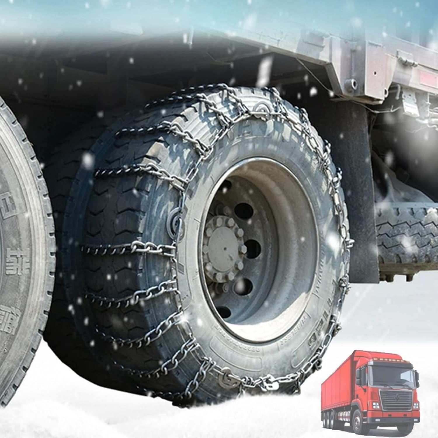 2pcs 9mm Heavy Duty Snow Tire Chains for Suv Pickup Trucks and AVT Traction Chains Manganese Skid Design for Snow,Mud and Sand Reliable Grip 315/80R22.5 2pcs 7.00-16