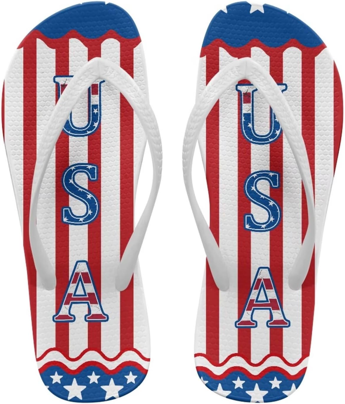 Patriot Flip Flops Women'S Indoor and Outdoor Slip-On Sandals Non-Slip Bathroom Shower Slippers American Flag Pattern White Size 5-9