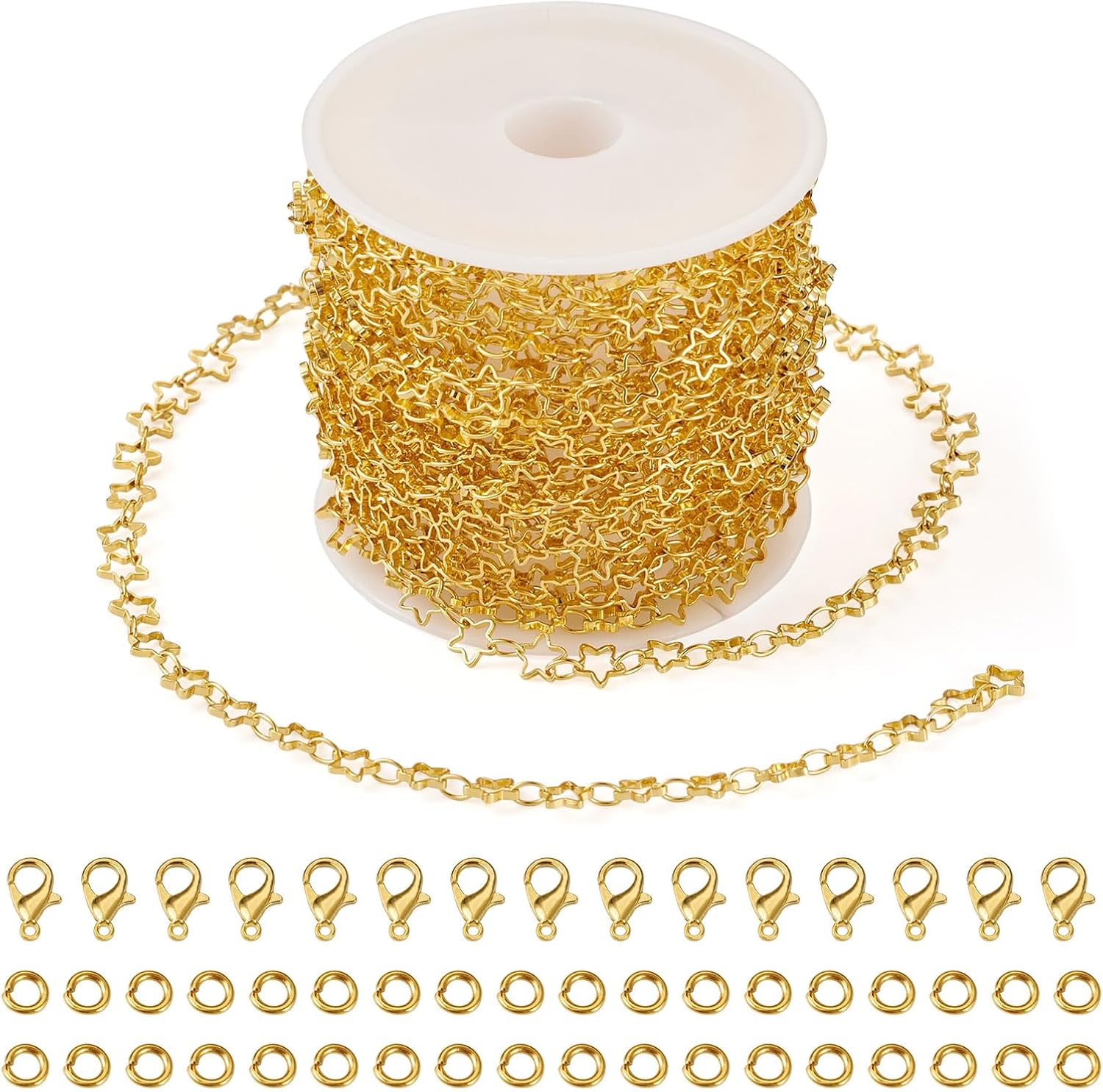 Pandahall 14K Gold Plated Star Link Chains 16.4 Feet Brass Star Chains Soldered Jewelry Chains with Jump Rings Lobster Claw Clasps for Bracelet Necklace Jewelry Making - Image 7