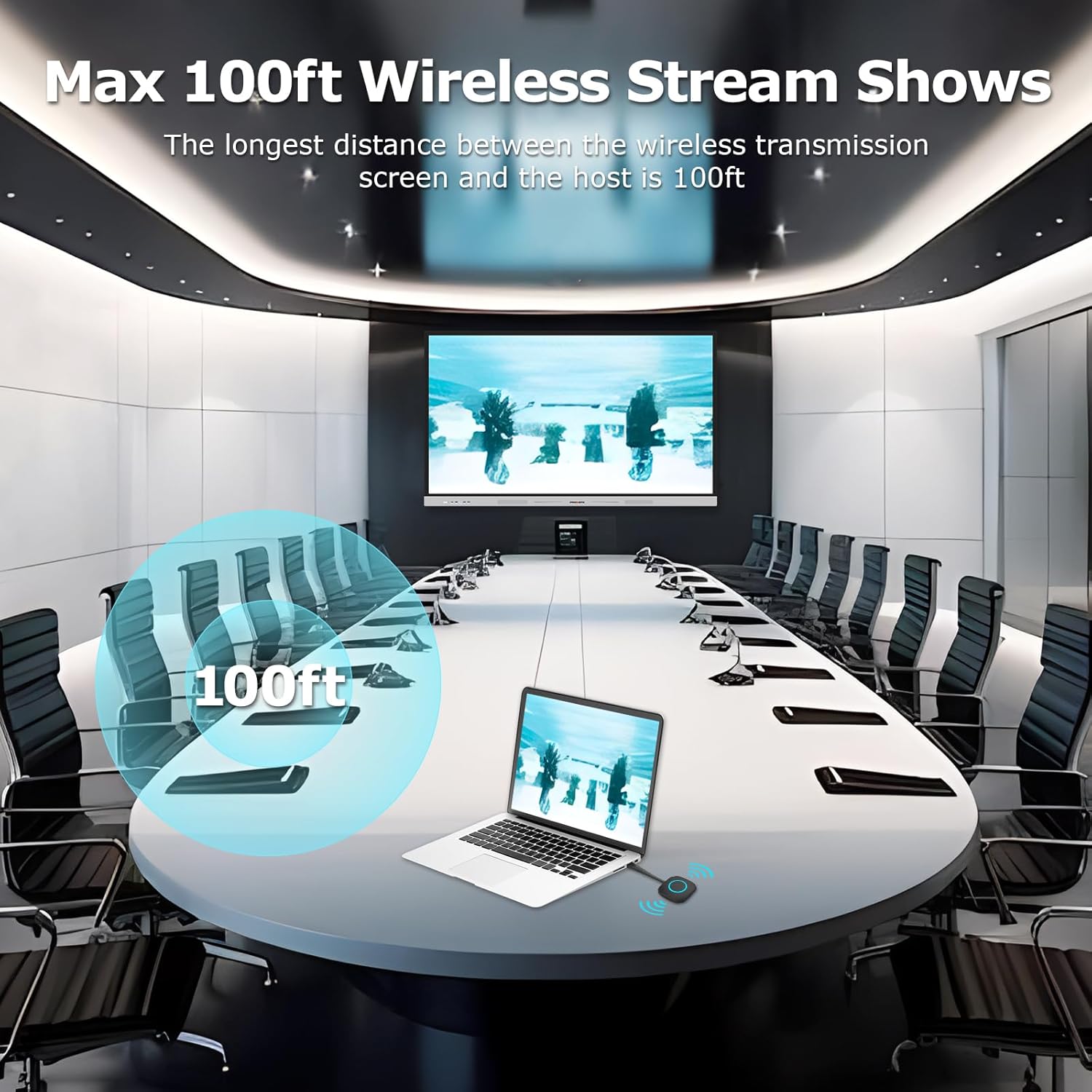 4K Wireless Display Adapter, Screen Wireless Transmitter USB Wireless Extender, Plug & Play, Support 2.4/5GHz for Streaming Video/Audio/File to Smart Whiteboard from Laptop/PC/iPad/Tablet/Mac