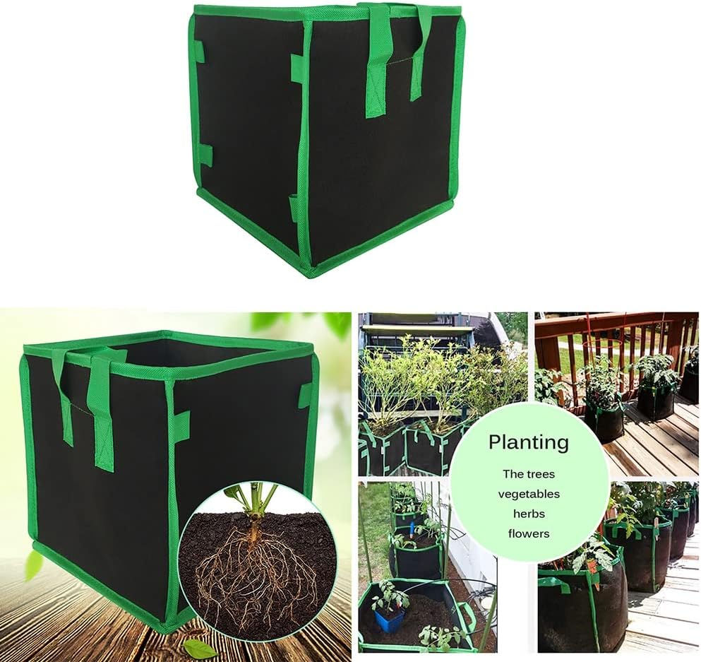Square Potato Grow Bag Nursery Tomato Plant DIY Potato Planting Bucket Felt Grow Flower Fabric Grow Pot Non-Woven Seedling Bag (Size : 7 gallons) (3 gallons)