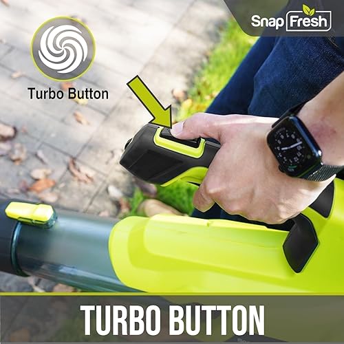 Vista 21 de SnapFresh Soplador de hojas inalámbrico, soplador eléctrico de hojas de 550 CFM, inalámbrico con batería de 4.0 Ah y cargador rápido, soplador