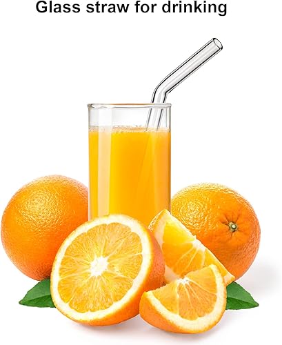 Miniatura 2 de LIFEHIM Pajitas de vidrio reutilizables transparentes pajitas de vidrio delgadas para vaso, 9 pulgadas, 0.315 in, pajita de vidrio doblada fina para