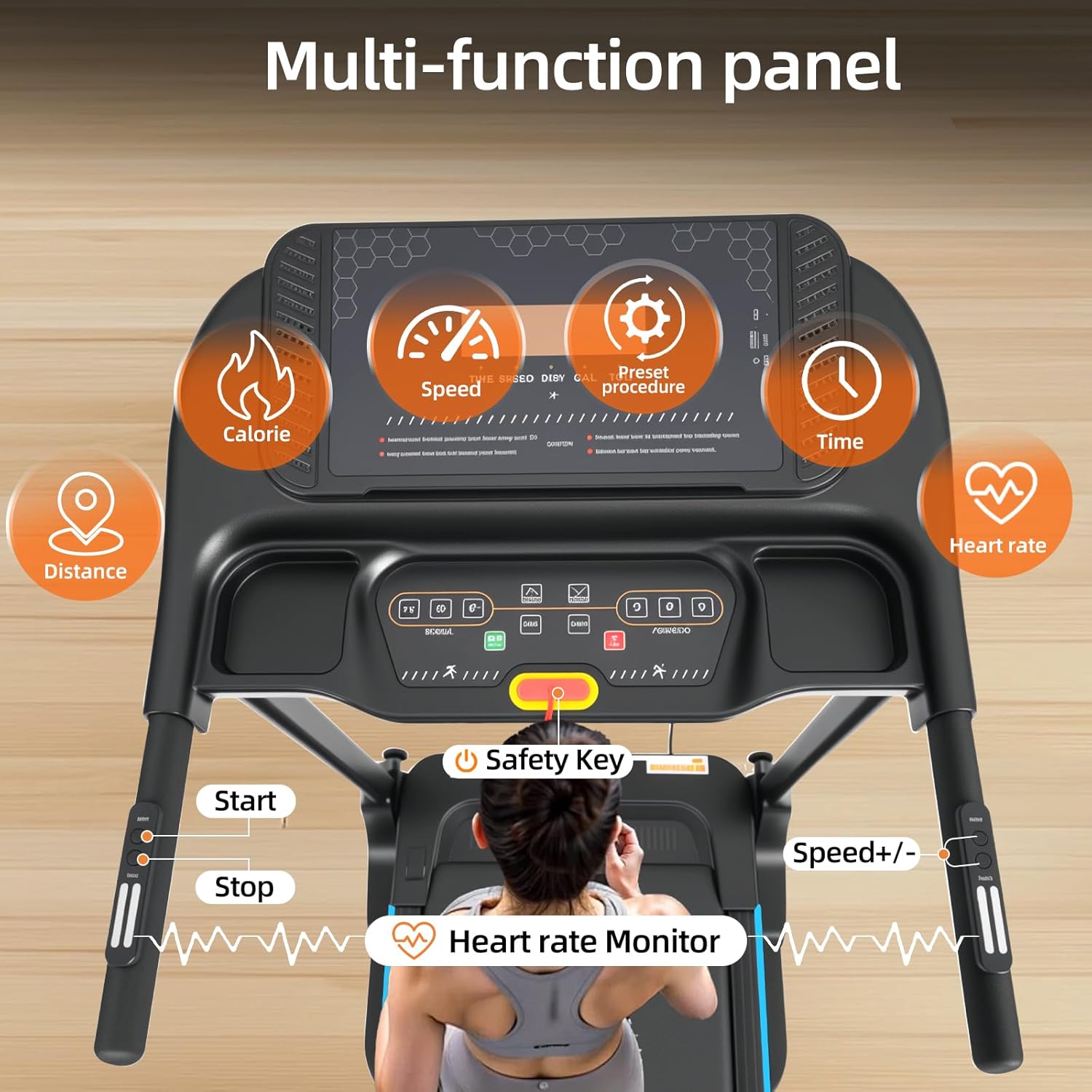 Treadmill for Home with Incline Folding Treadmills Running Machine for Small Spaces with Handle 300 LB, 3.0 HP, 10 MPH Foldable Treadmill with App