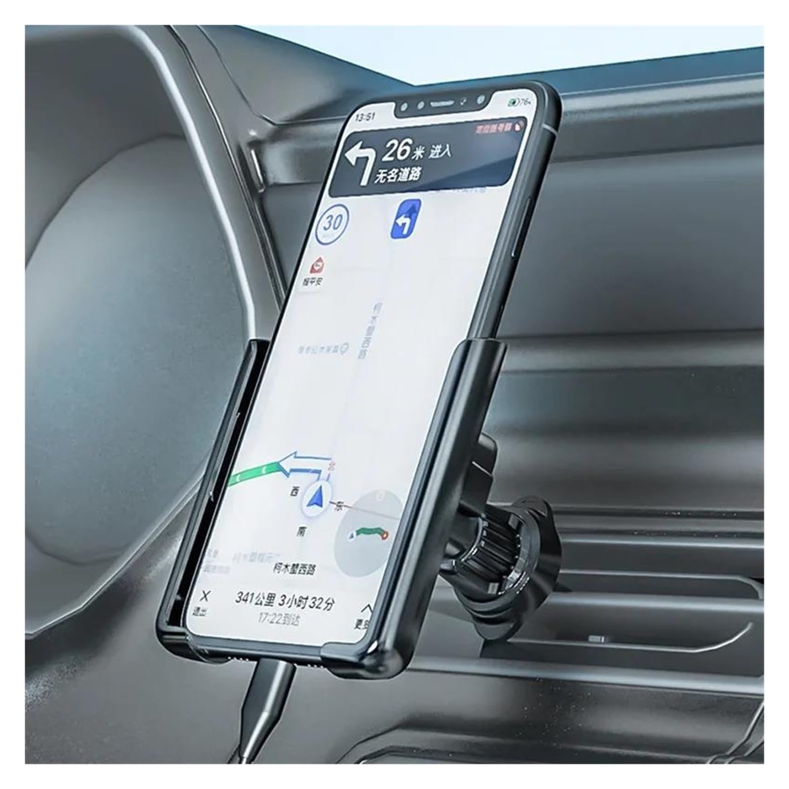 Porta Cellulare Auto Supporto per telefono girevole a 360°, universale, con clip per bocchetta dell'aria per auto, supporto GPS(Silver)