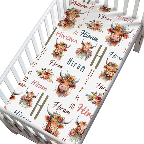 Miniatura 5 de Sábanas personalizadas para paquete y juego con nombre del monograma, sábanas bajeras personalizadas para colchón de vaca, vaca, vaca, de las