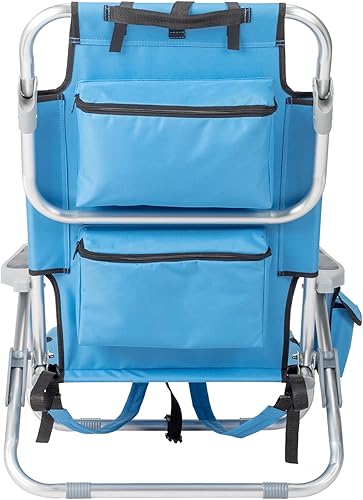 Miniatura 4 de Vasitelan Sillas de playa tipo mochila, sillas de camping portátiles con soporte para tazas, sillas reclinables de 5 posiciones para tomar el sol,