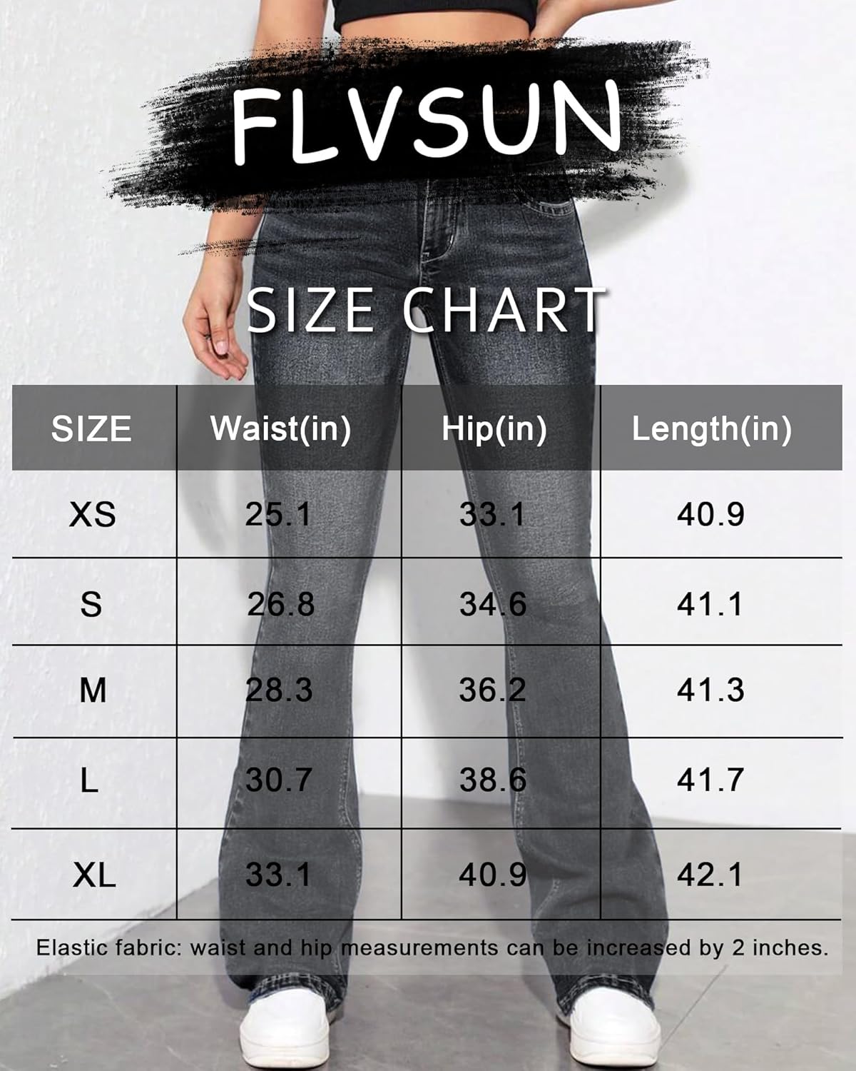 Women's Bell Bottom Jeans Low Waist Classic Stretch Flared Jeans Denim Bell Bottom Pants - Image 6