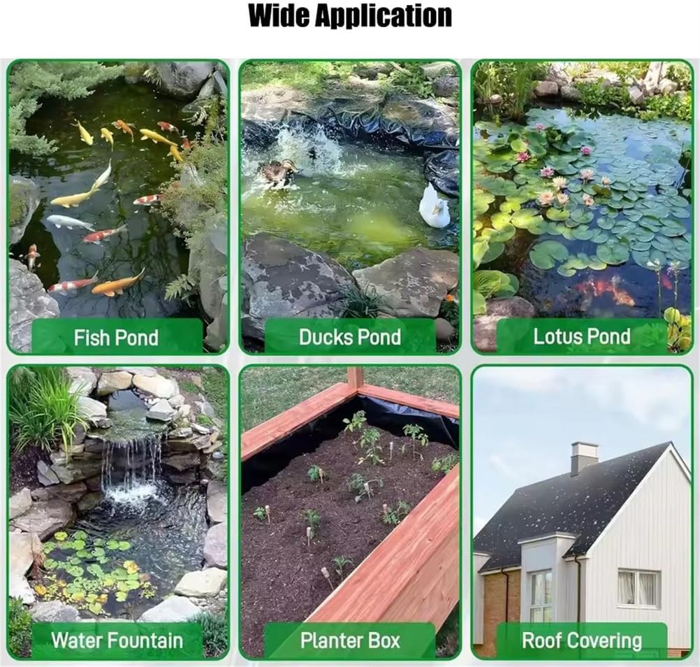 Heavy Duty 0.2mm Waterproof Pond Liner - Durable Plastic Sheeting for Fish Ponds, Pools & Fountains - 3x4m Membrane for Water Gardens & Aquatic Environments