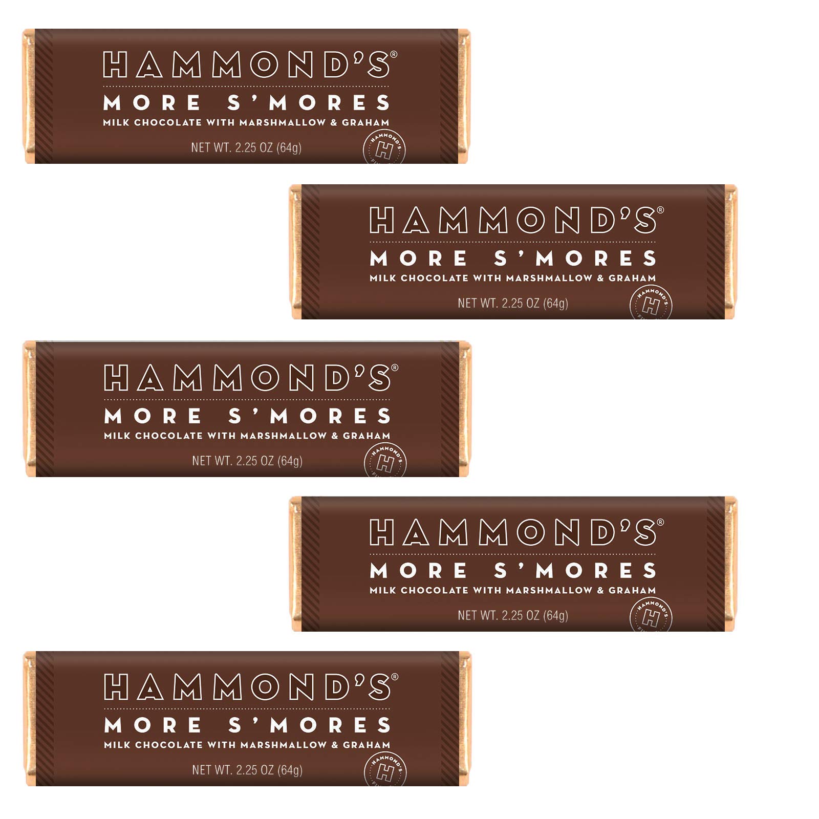 Hammond's Candies Gourmet Chocolate Candy Bars – More S'Mores | Sweet Milk Chocolate, Marshmallow, Graham Cracker Pieces, Premium Ingredients,