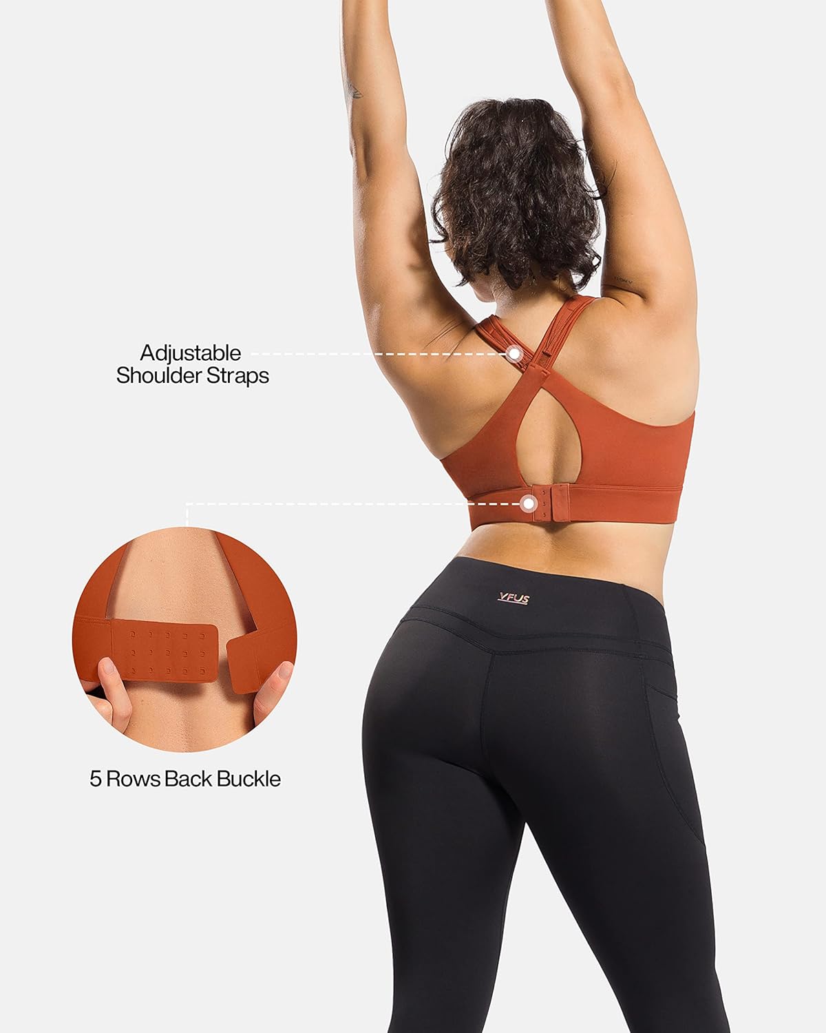 Zip Front Adjustable High Impact Sports Bras for Women Large Breasts Full Coverage Workout Running Removable Pads - Image 4