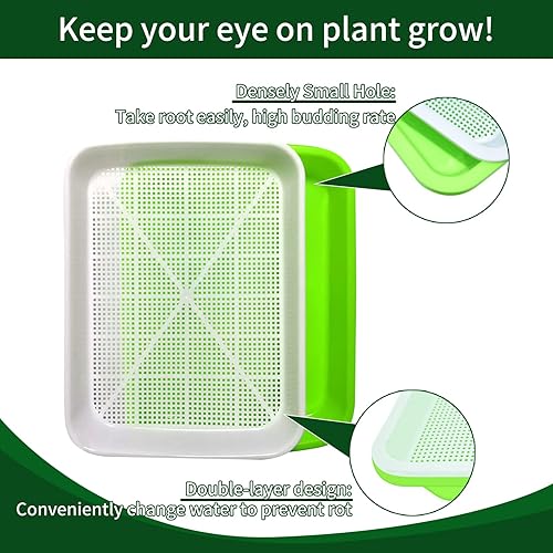 Miniatura 3 de Paquete de 5 bandejas para germinar semillas, bandeja de germinación sin tierra, kit de cultivo de microverdes con tapa, sin BPA, kit de germinación