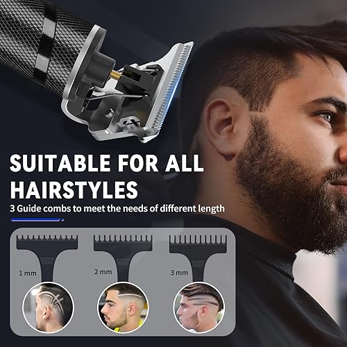 Miniatura 4 de Ufree Cortadora de barba para hombres, Cuchillas en T de separación cero, Cortapelos inalámbrico, Afeitadoras eléctricas para hombres, Kit de aseo