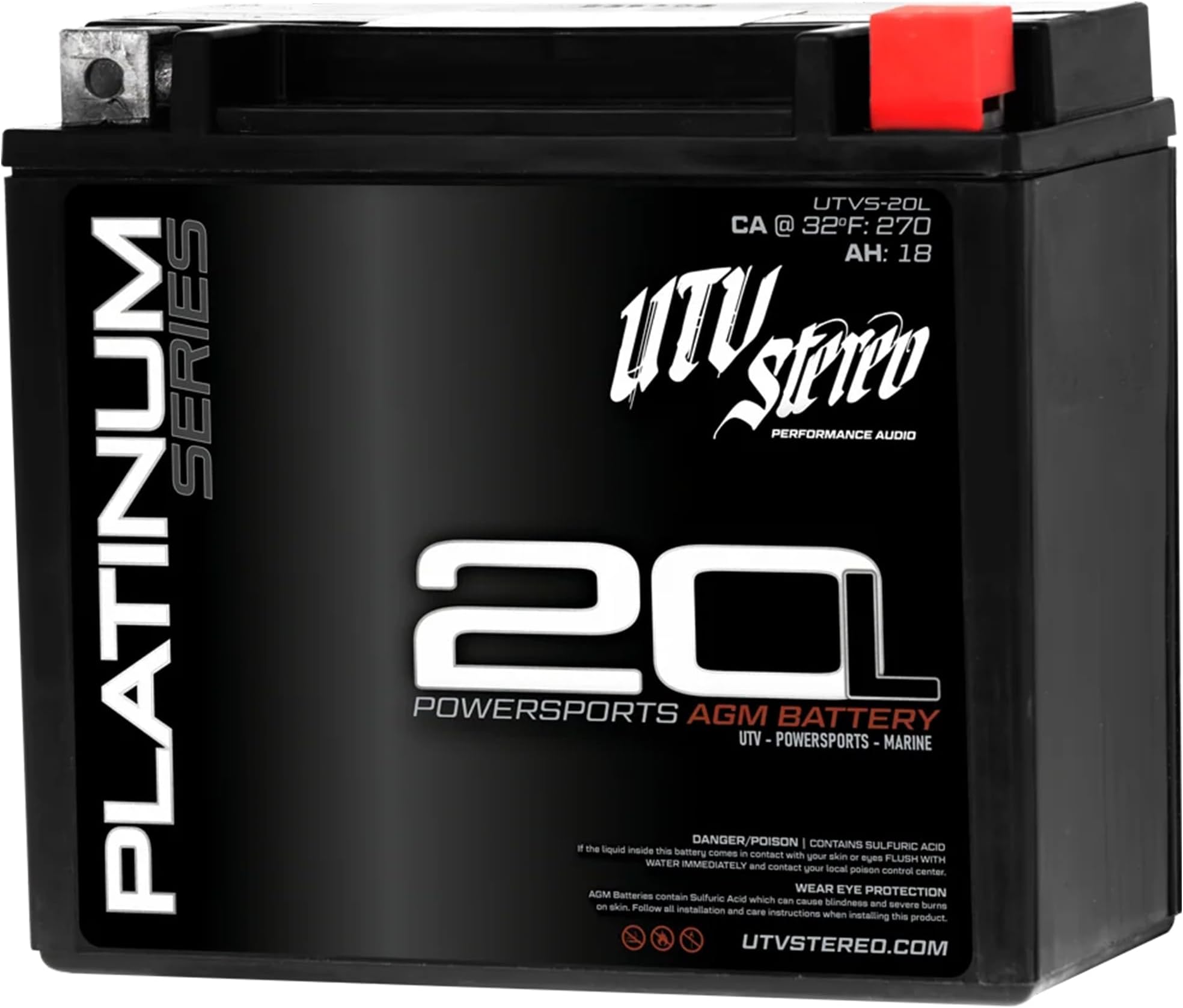 UTV Stereo 12V 18Ah Sealed AGM 270 CA Battery for Can-Am X3 & Maverick R | Direct OEM Replacement YTX20L | SXS Powersports Non-Spillable, Maintenance-Free | Ships 100% Charged