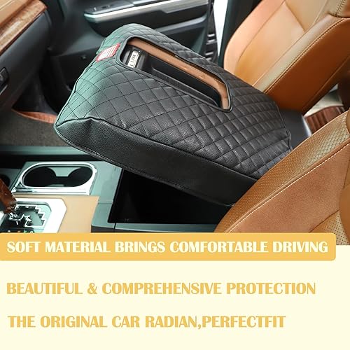 Vista 27 de CHEAYAR Kit de funda para reposabrazos de consola central, cojín para reposabrazos de consola personalizado, para Toyota Tundra 2014-2020, protector
