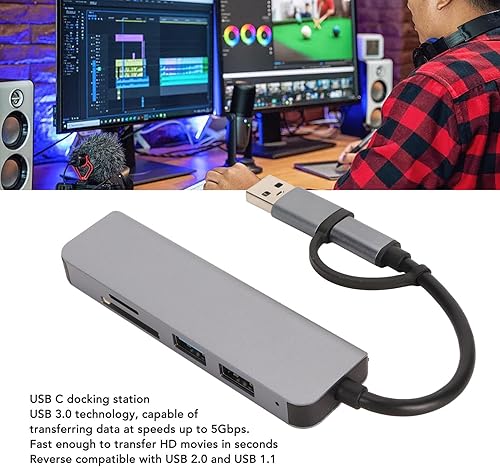 Miniatura 3 de Diyeeni Hub USB C USB3.0, extensor USB 5 en 1, USB3.0 y USB C a 3* USB SD y puertos de tarjeta TF, soporte para Windows 1088.17Vista y XP para OS X