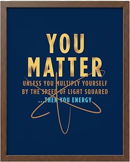 You Matter - Funny Science Classroom Wall Art, Motivational Wall Art Print for High School, College Dorm, Bedroom, or Home Decor (Brown Framed, 11 x 14 inches)