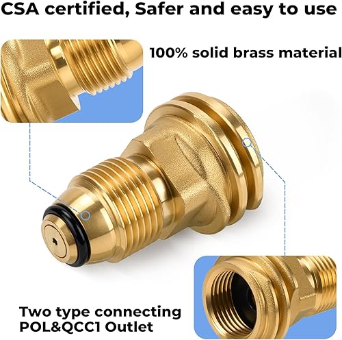 Miniatura 4 de Paquete de 2 (antiguo a nuevo), adaptador de propano POL a QCC1, adaptador de tanque de propano que convierte la válvula de servicio de tanque POL