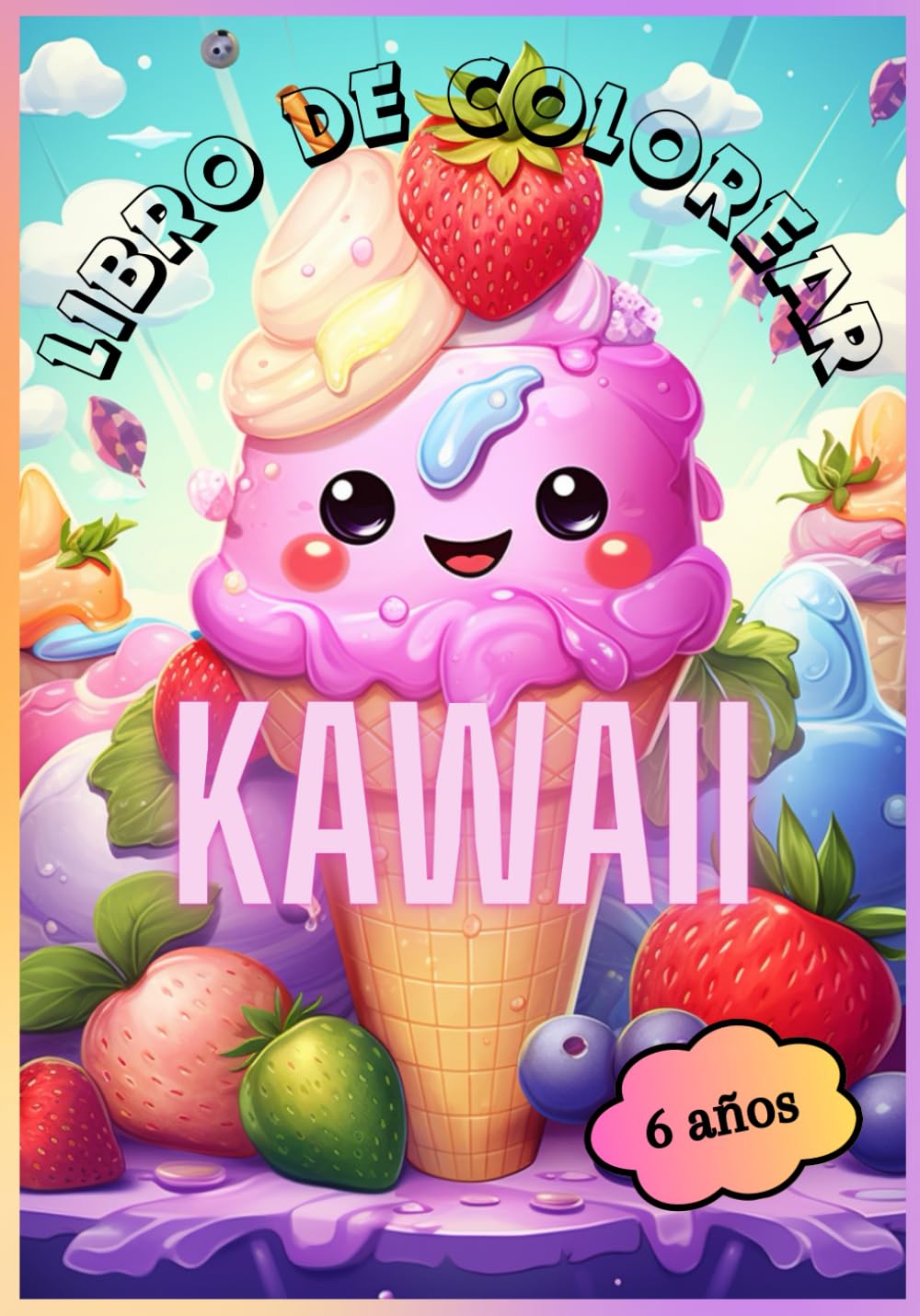 LIBRO PARA COLOREAR KAWAII: VERANO - 60 DIBUJOS PARA NIÑOS A PARTIR DE 6 AÑOS