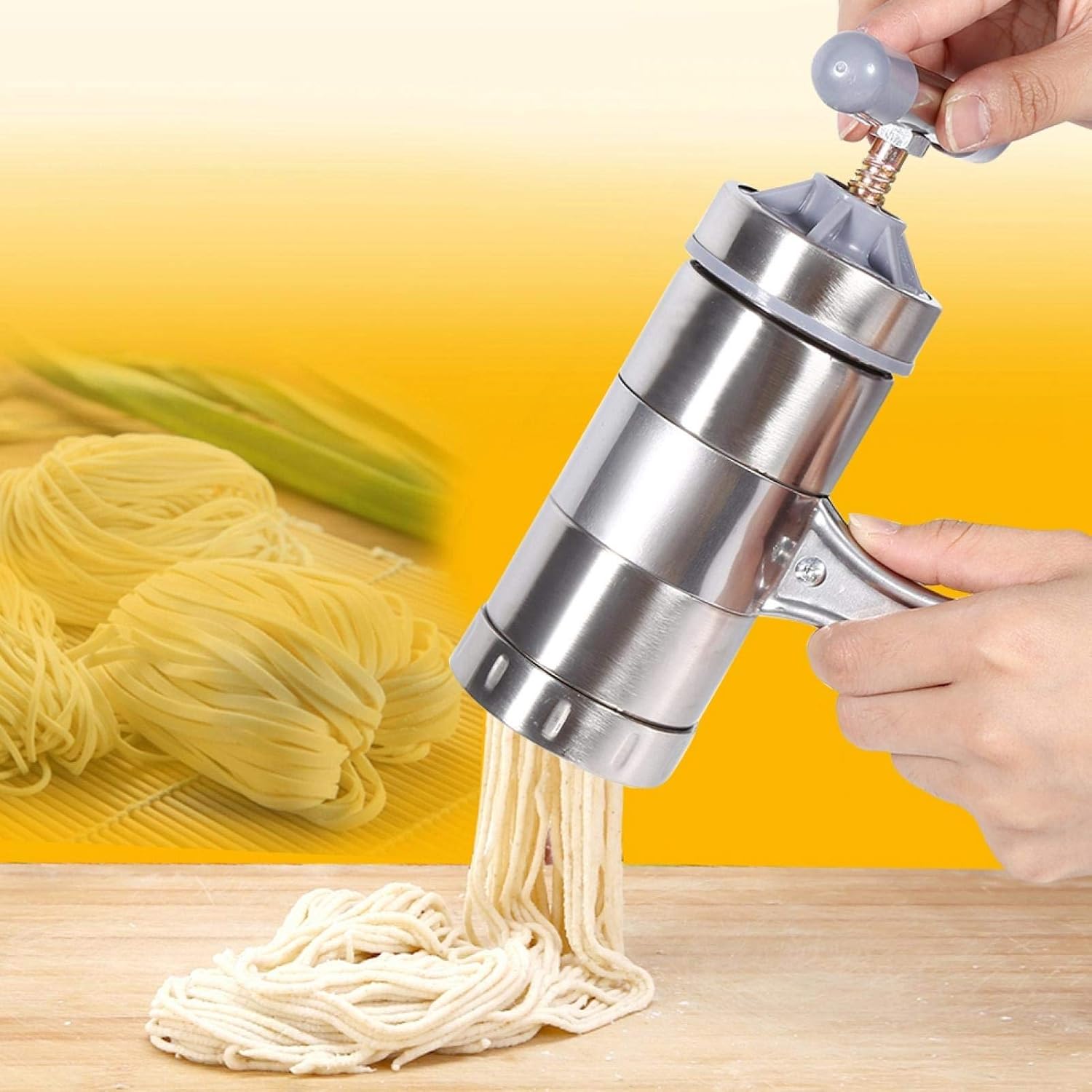 Mquinas para Pasta Manuales, Mquina Manual de Hacer prensado Fideos Prensa Operado Acero Noddle Juicer Presin que Hace La fabricacin Inoxidable el Hogar Restaurante Camping Viajes